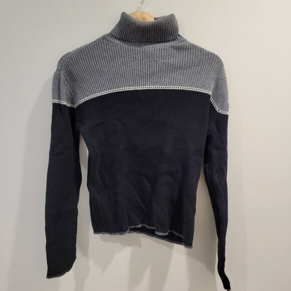 Vintage GAP 100% Cotton Cowl Black and Grey Ribbed Sweater - Picture 1 of 6